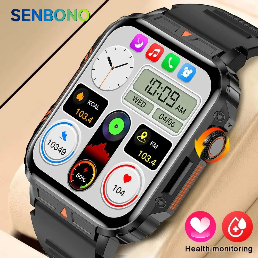 Military Smart Watch for Women and Men with Bluetooth Call 24/7 Heart Rate Monitor IP68 Waterproof and 100 Plus Sport Modes