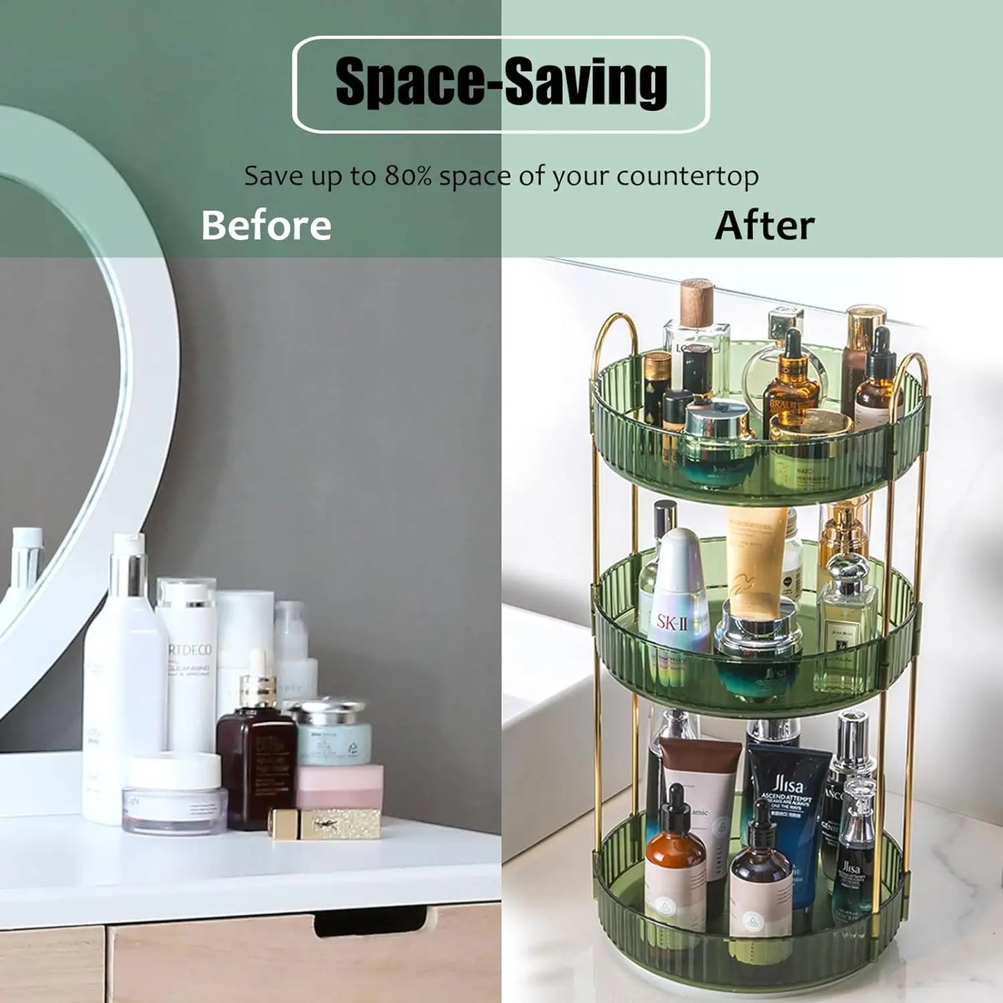 Rotating Organizer for Vanity or Kitchen 3 Tier