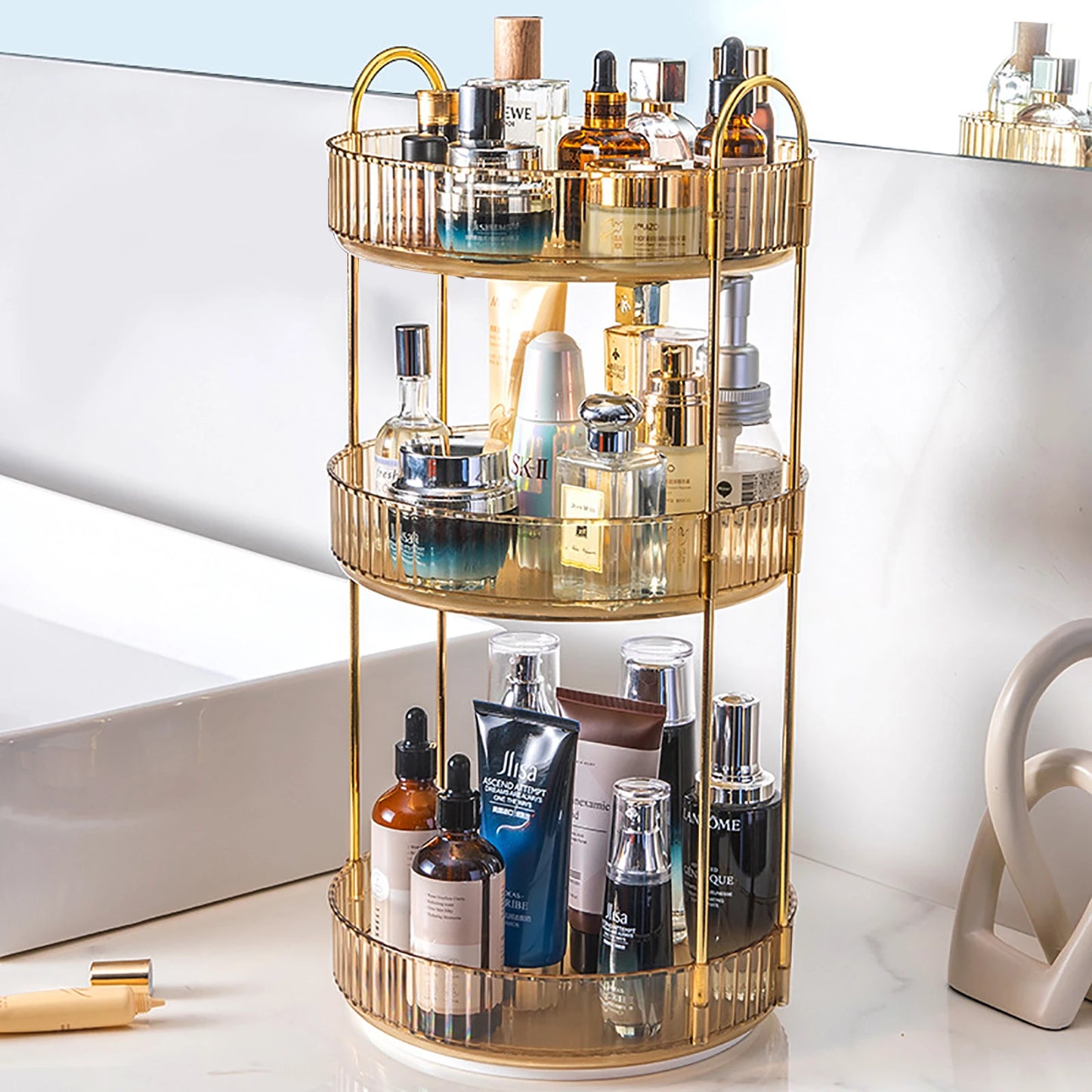 Rotating Organizer for Vanity or Kitchen 3 Tier