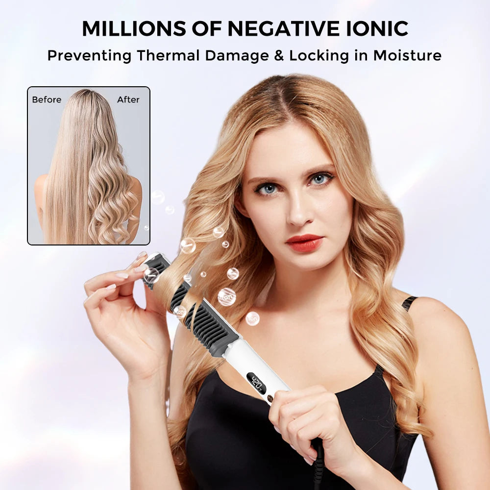 Portable Hair Straightener Electric Quick Curler Comb