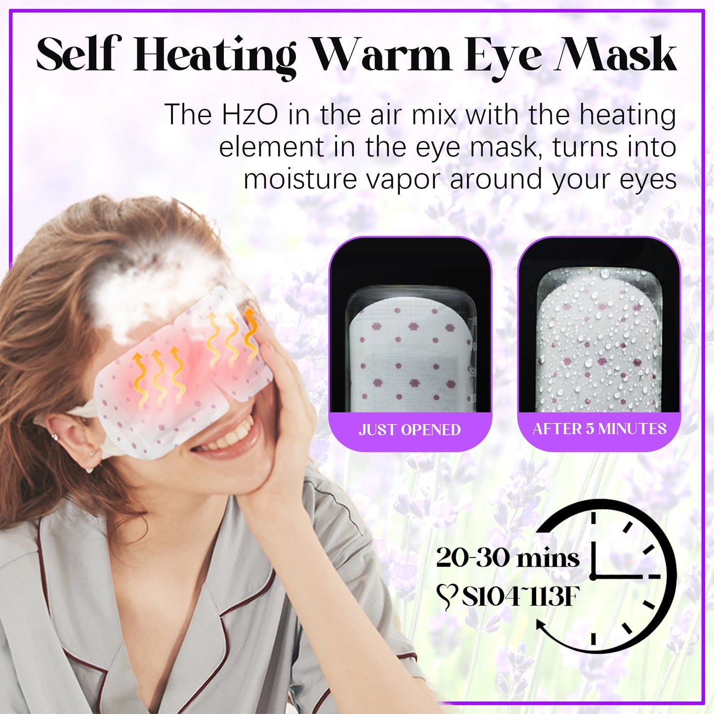 10Pcs Lavender Eye Mask, Self Heating