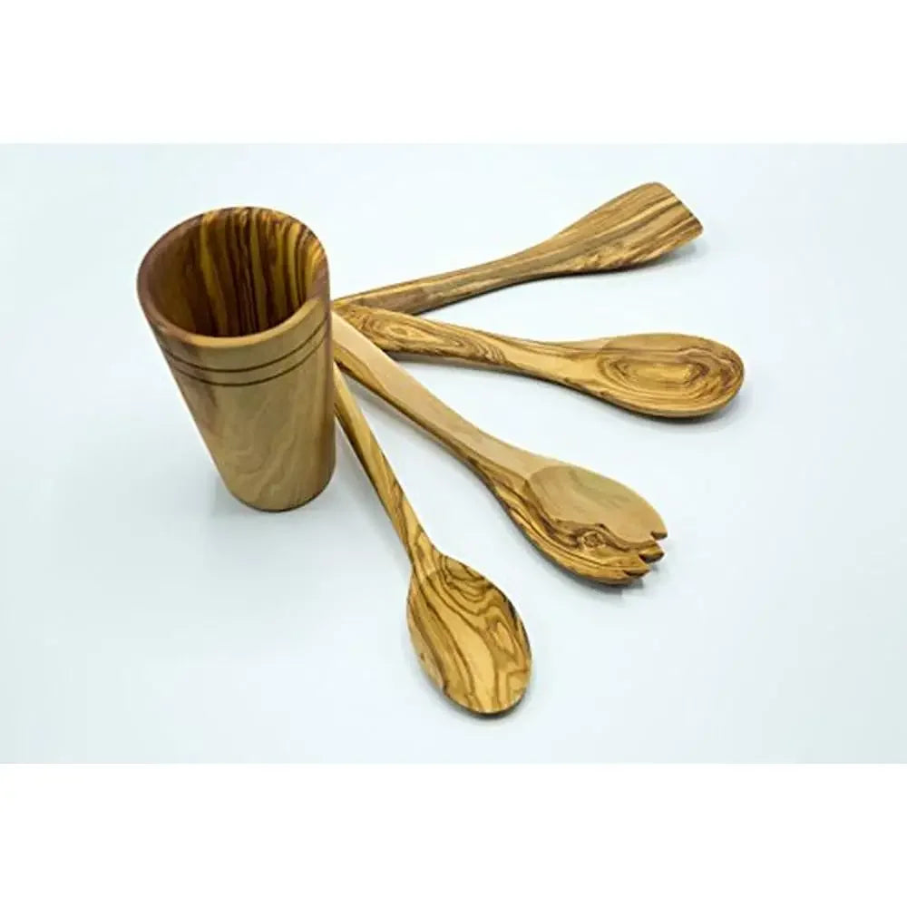 Wooden Cooking Utensil Set with Holder