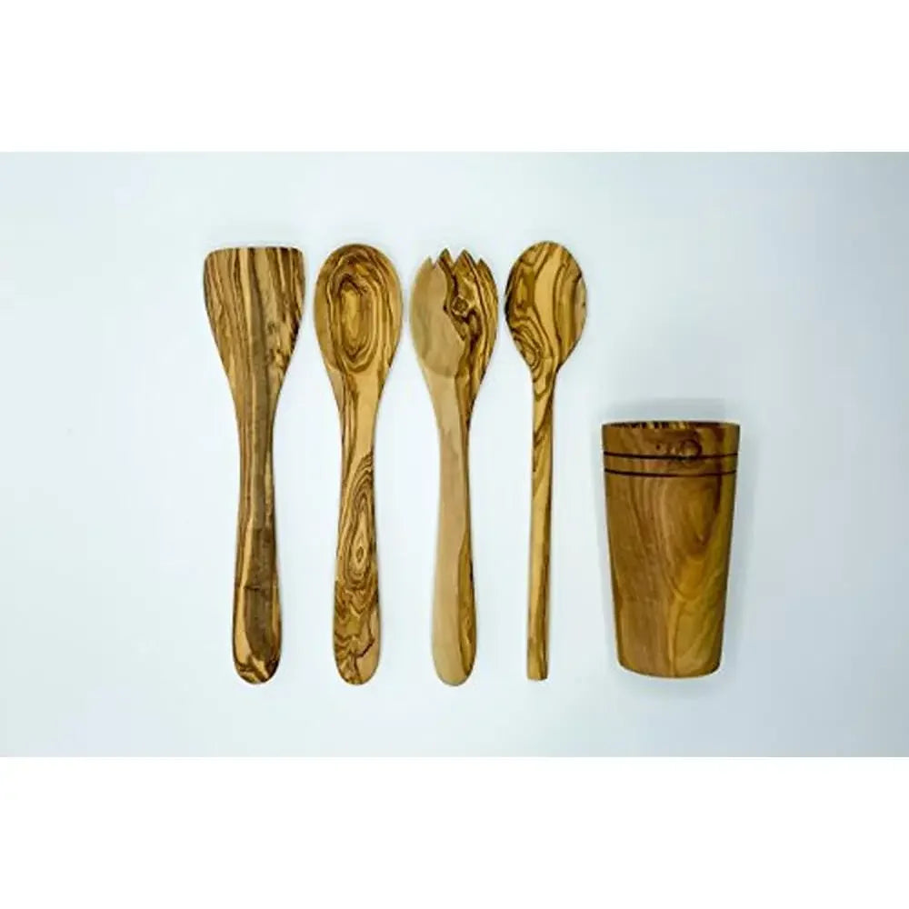 Wooden Cooking Utensil Set with Holder