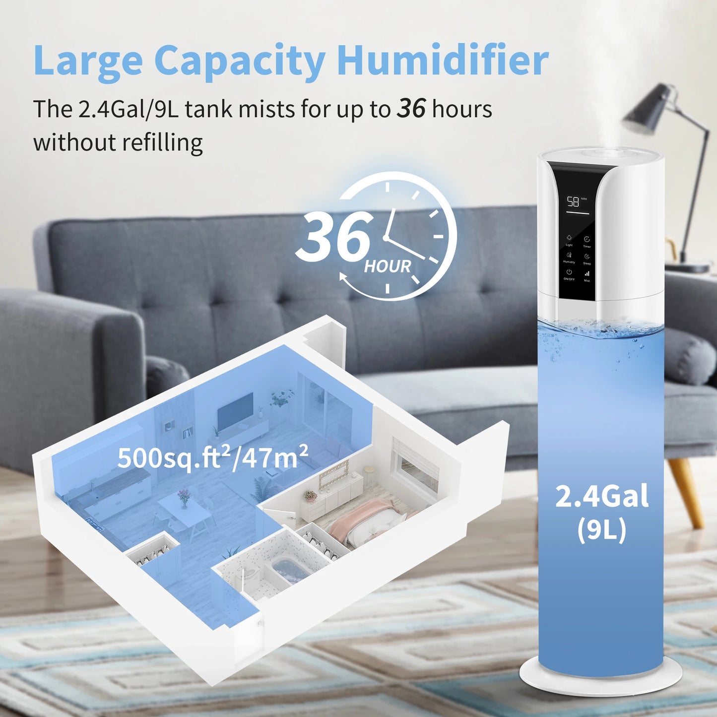 Humidifier for Large Room, Cool Mist, Top Fill