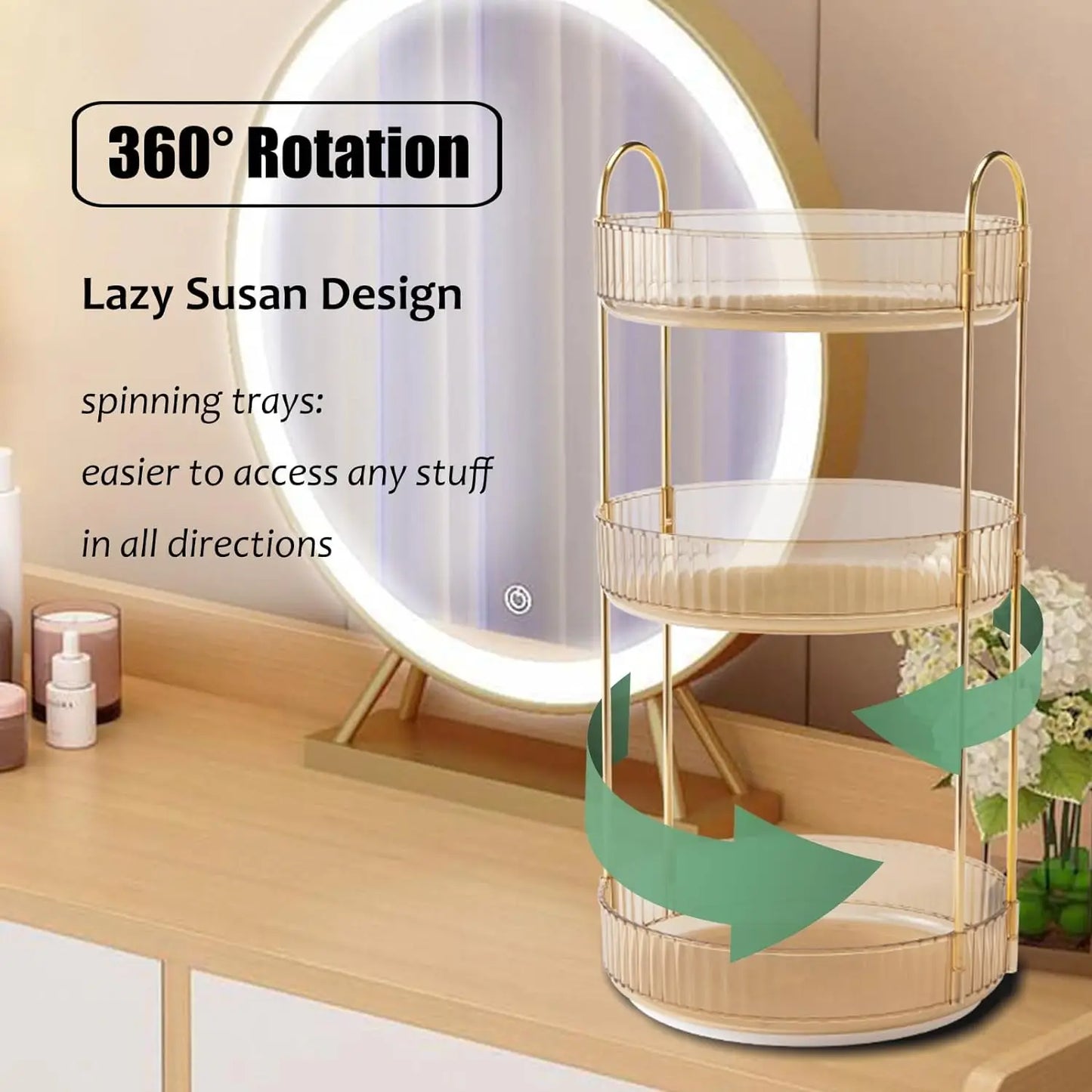 Rotating Organizer for Vanity or Kitchen 3 Tier