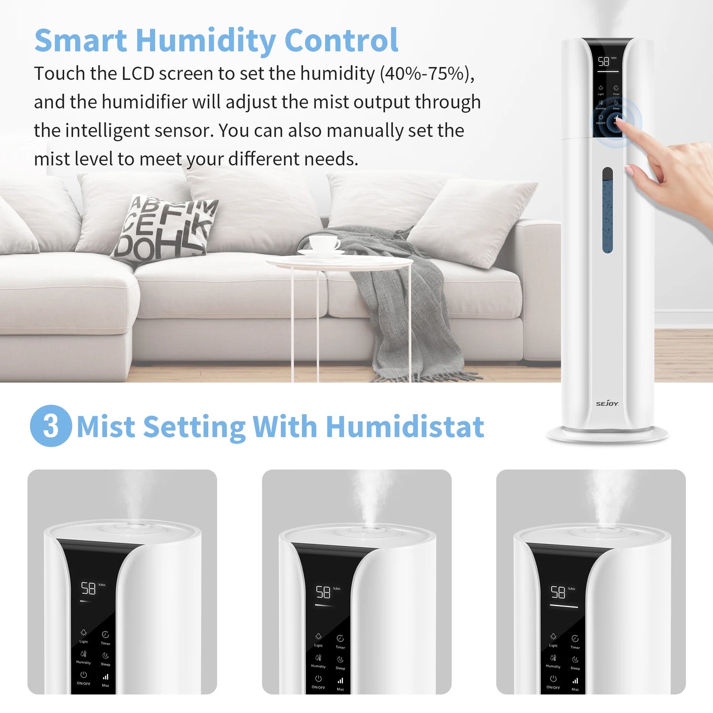 Humidifier for Large Room, Cool Mist, Top Fill