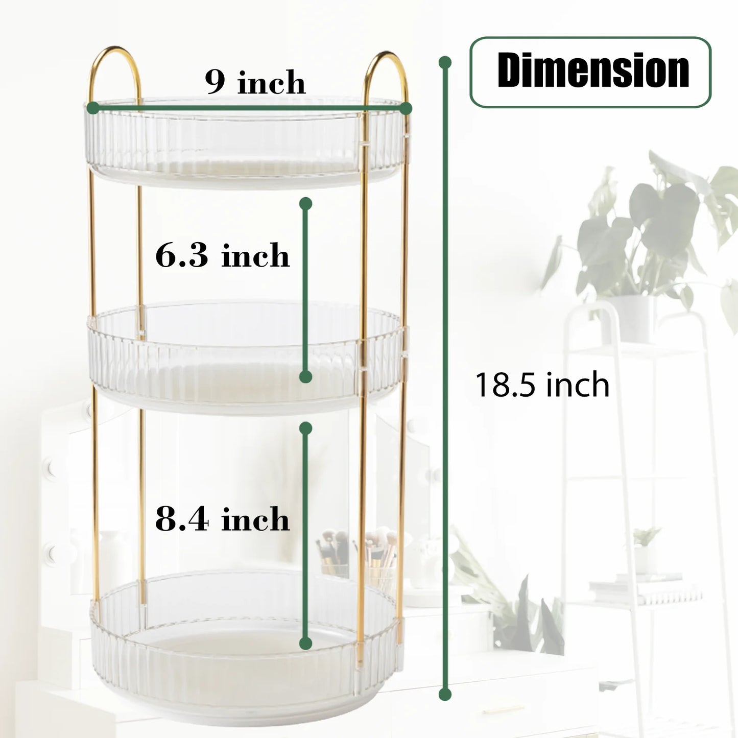 Rotating Organizer for Vanity or Kitchen 3 Tier