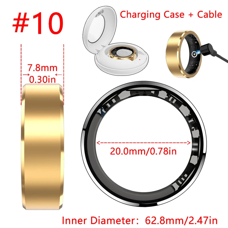 Smart Ring With Charging Compartment Multifunction Monitor