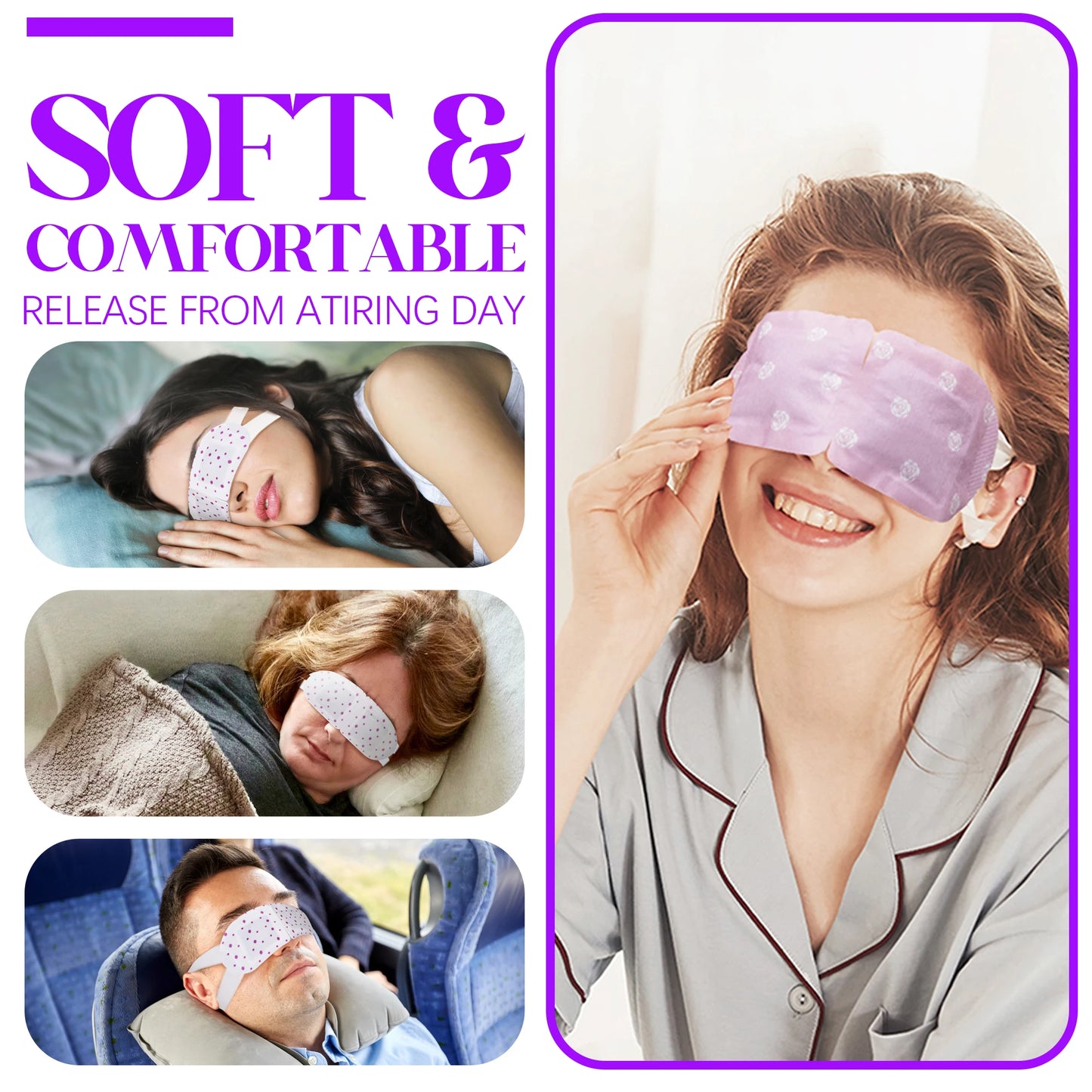 10Pcs Lavender Eye Mask, Self Heating